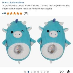 Squishmallows Blue Dragon Kids Slippers